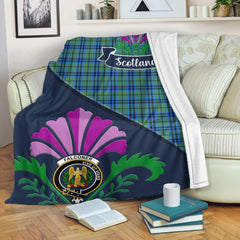 Clan Falconer Tartan Crest Premium Blanket Thistle Style TR19 Clan Falconer Tartan Today