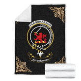 Clan Farquharson Crest Tartan Premium Blanket Black NX23 Clan Farquharson Tartan Today
