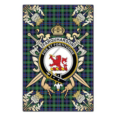Clan Farquharson Ancient Tartan Crest Black Garden Flag - Gold Thistle DJ30 Clan Farquharson Tartan Today
