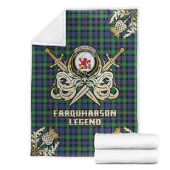 Clan Farquharson Ancient Tartan Gold Courage Symbol Blanket MH46 Clan Farquharson Tartan Today