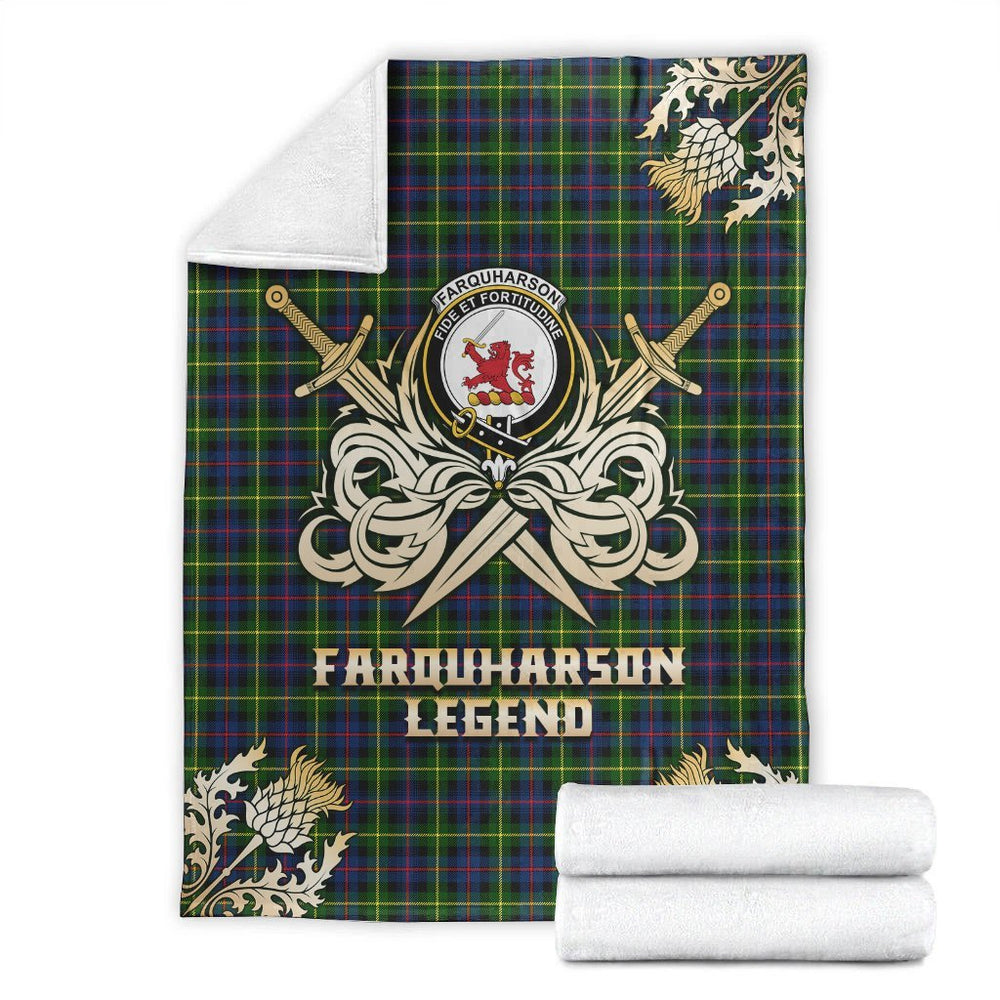 Clan Farquharson Modern Tartan Gold Courage Symbol Blanket HQ98 Clan Farquharson Tartan Today