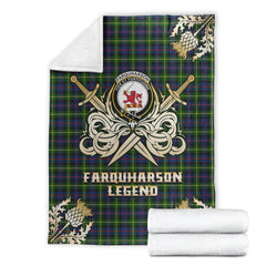 Clan Farquharson Modern Tartan Gold Courage Symbol Blanket HQ98 Clan Farquharson Tartan Today