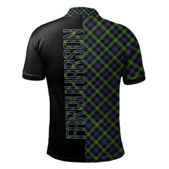 Clan Farquharson Modern Tartan Polo Shirt Half of Me - Cross Style YF35 Farquharson Modern Tartan Tartan Polo