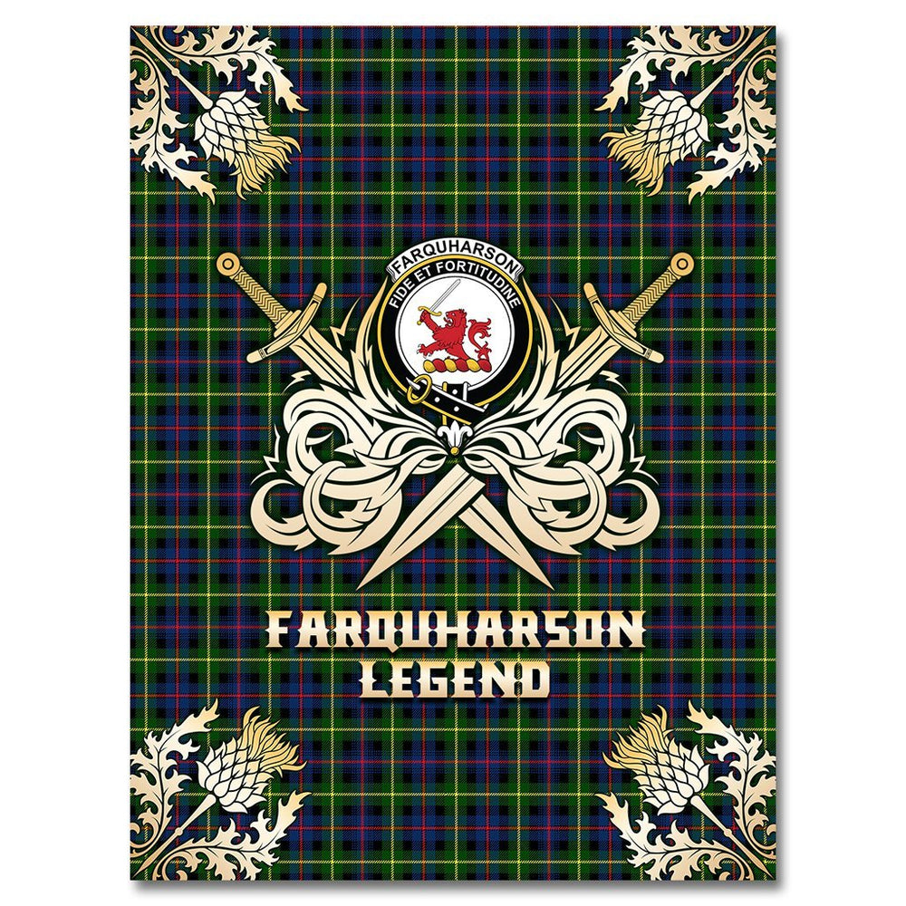 Clan Farquharson Modern Tartan Gold Courage Symbol Blanket HQ98 Clan Farquharson Tartan Today