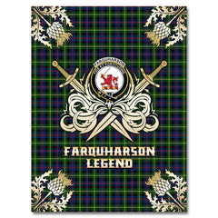 Clan Farquharson Modern Tartan Gold Courage Symbol Blanket HQ98 Clan Farquharson Tartan Today