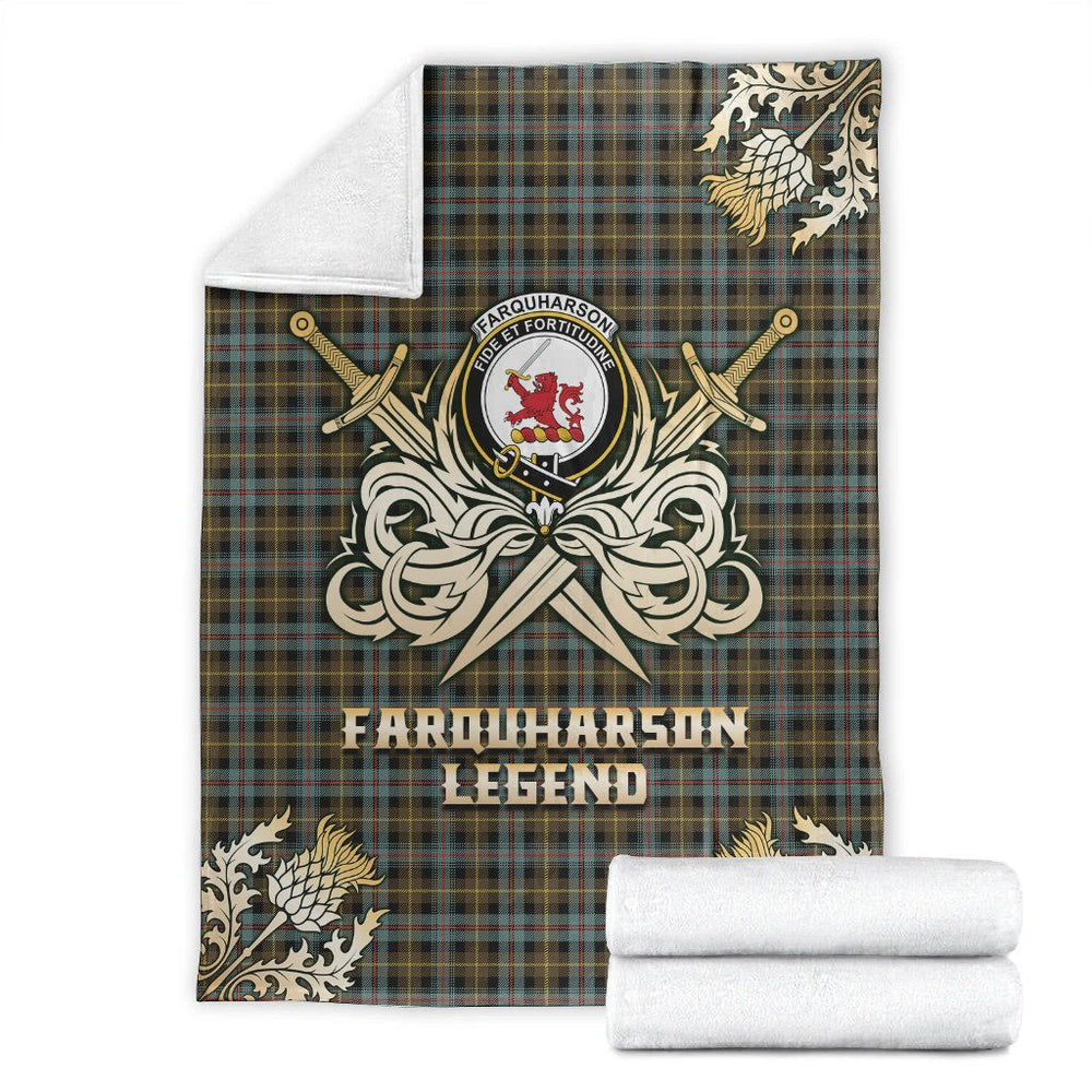 Clan Farquharson Weathered Tartan Gold Courage Symbol Blanket QR78 Clan Farquharson Tartan Today