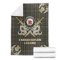 Clan Farquharson Weathered Tartan Gold Courage Symbol Blanket QR78 Clan Farquharson Tartan Today