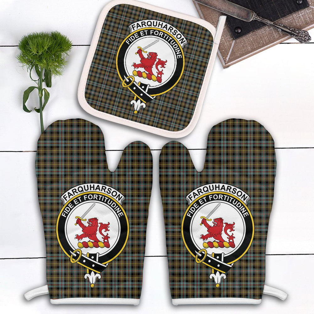Clan Farquharson Weathered Tartan Crest Oven Mitt And Pot Holder (2 Oven Mitts + 1 Pot Holder) TD18 Clan Farquharson Tartan Today