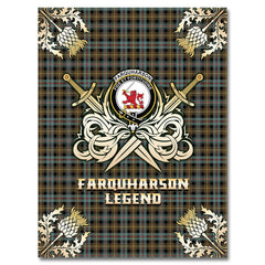 Clan Farquharson Weathered Tartan Gold Courage Symbol Blanket QR78 Clan Farquharson Tartan Today
