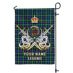 Custom Name Clan Farquharson Ancient Tartan Garden Flag with Clan Crest and the Golden Sword of Courageous Legacy UI34