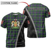 Farquharson Modern Tartan Shirt with Scotland Coat of Arms & Custom Name VE33