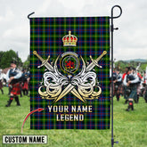 Personalized Custom Name Clan Farquharson Modern Tartan Garden Flag with Clan Crest and the Golden Sword of Courageous Legacy TR38 - Farquharson Modern Tartan Design, Scottish Heritage Gift
