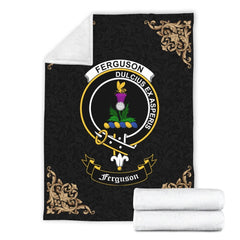 Clan Ferguson Crest Tartan Premium Blanket Black TT25 Clan Hall Tartan Today