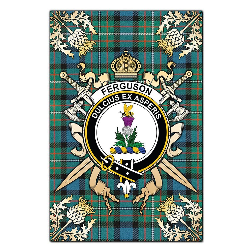Clan Ferguson Ancient Tartan Crest Black Garden Flag - Gold Thistle ZC76 Clan Garden Tartan Today