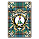 Clan Ferguson Ancient Tartan Crest Black Garden Flag - Gold Thistle ZC76 Clan Garden Tartan Today