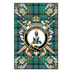Clan Ferguson Ancient Tartan Crest Black Garden Flag - Gold Thistle ZC76 Clan Garden Tartan Today
