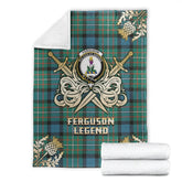 Clan Ferguson Ancient Tartan Gold Courage Symbol Blanket SK62 Clan Hall Tartan Today