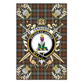 Clan Ferguson Weathered Tartan Crest Black Garden Flag - Gold Thistle NZ18 Clan Garden Tartan Today