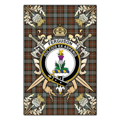 Clan Ferguson Weathered Tartan Crest Black Garden Flag - Gold Thistle NZ18 Clan Garden Tartan Today