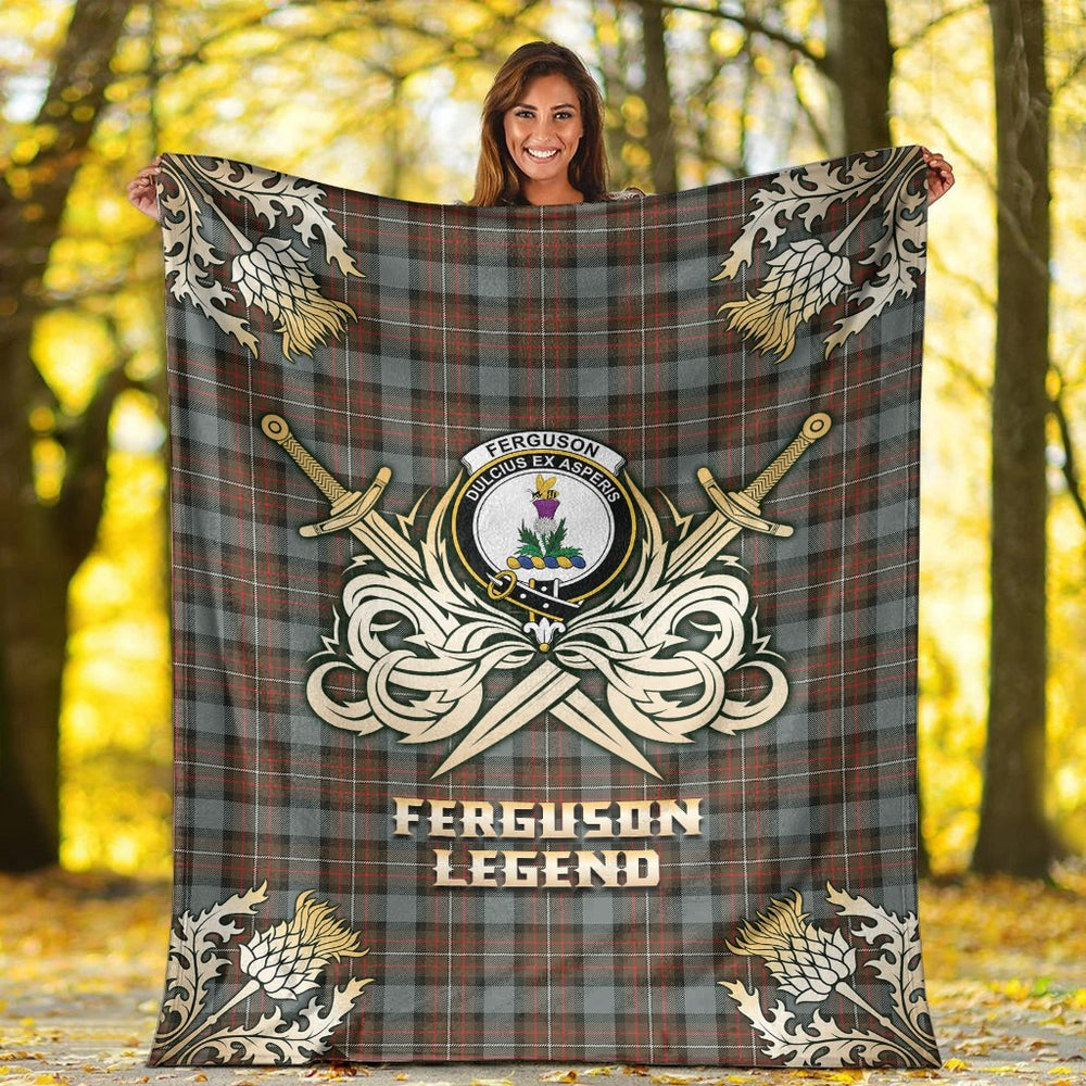Clan Ferguson Weathered Tartan Gold Courage Symbol Blanket GW44 Clan Hall Tartan Today