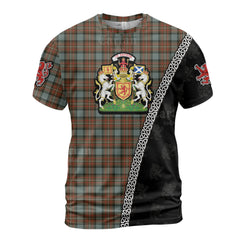 Personalized Clan Fergusson Weathered Tartan Shirt with Scotland Coat of Arms & Custom Name KB13