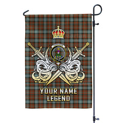 Custom Name Clan Fergusson Weathered Tartan Garden Flag with Clan Crest and the Golden Sword of Courageous Legacy TQ46