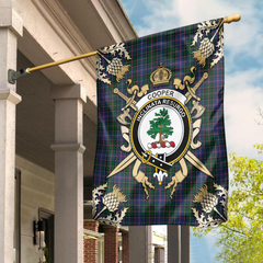 Clan Cooper Tartan Crest 2 Garden Flag - Gold Thistle TX70 Clan Cooper Tartan Today