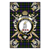 Clan Fleming Tartan Crest Black Garden Flag - Gold Thistle BX42 Clan Fleming Tartan Today