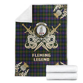 Clan Fleming Tartan Gold Courage Symbol Blanket UA88 Clan Fleming Tartan Today
