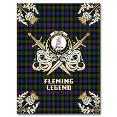 Clan Fleming Tartan Gold Courage Symbol Blanket UA88 Clan Fleming Tartan Today