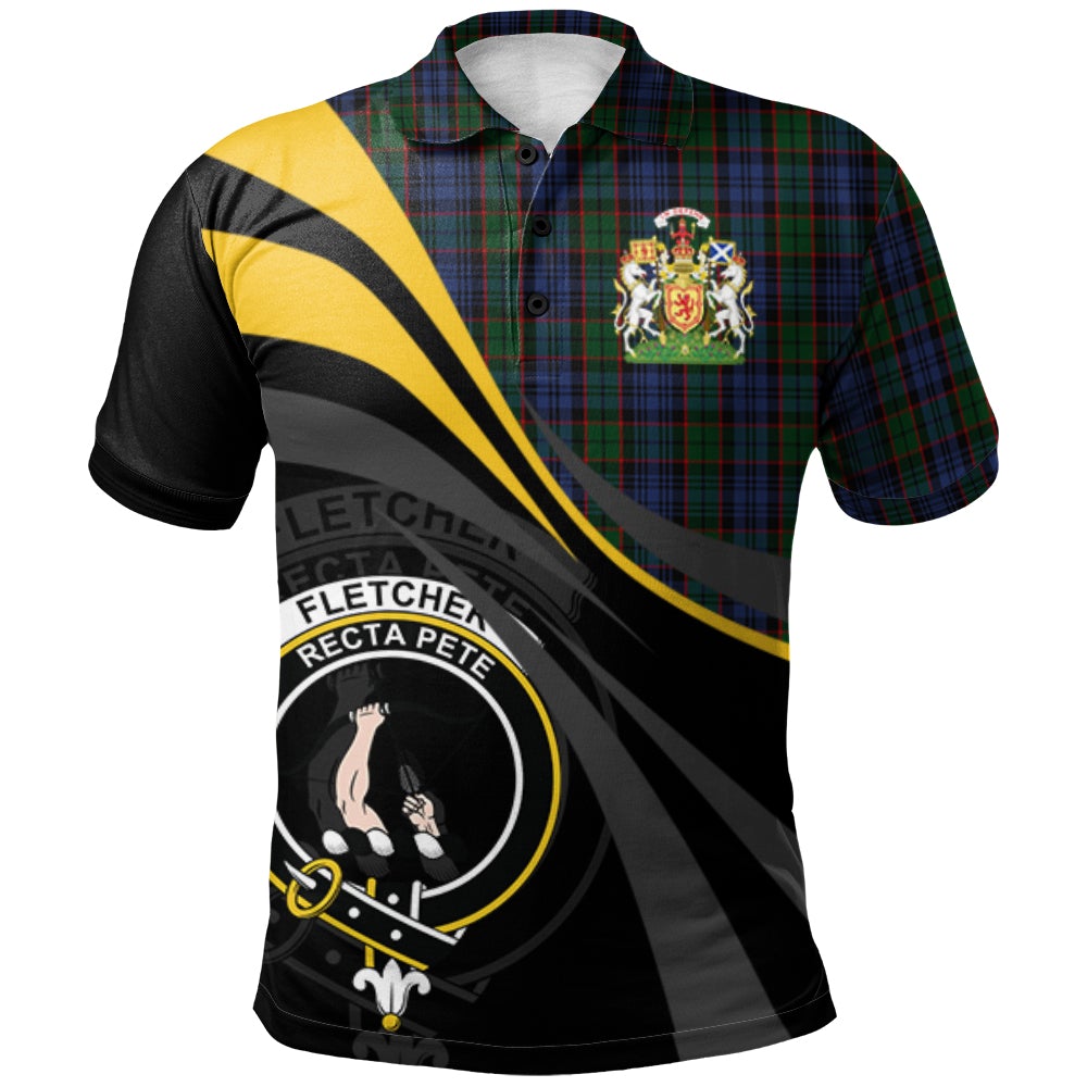 Clan Fletcher Tartan Polo Shirt - Royal Coat Of Arms Style GO73 Fletcher Tartan Tartan Polo