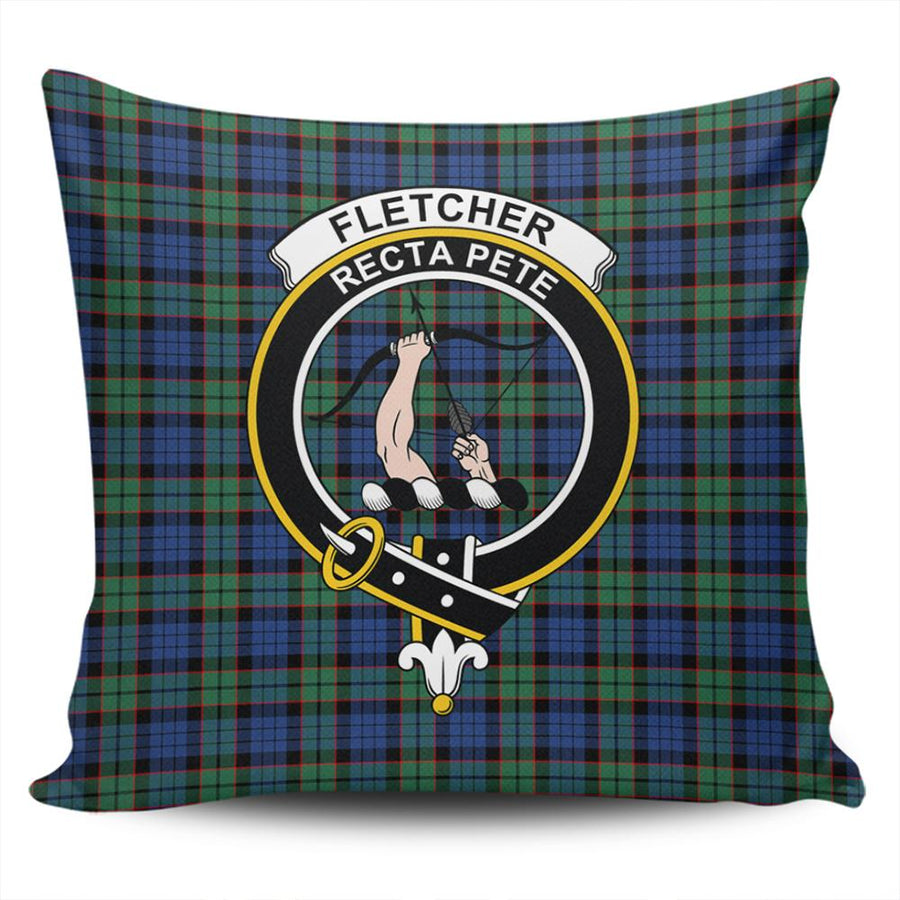 Clan Fletcher Ancient Tartan Crest Pillow Cover