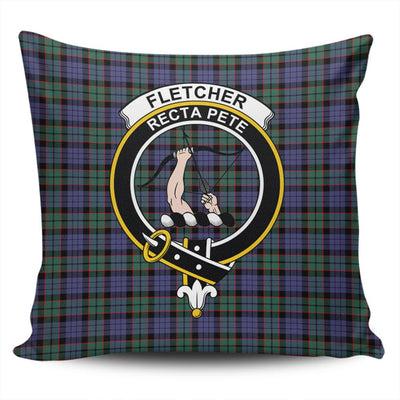 Clan Fletcher Modern Tartan Crest Pillow Cover