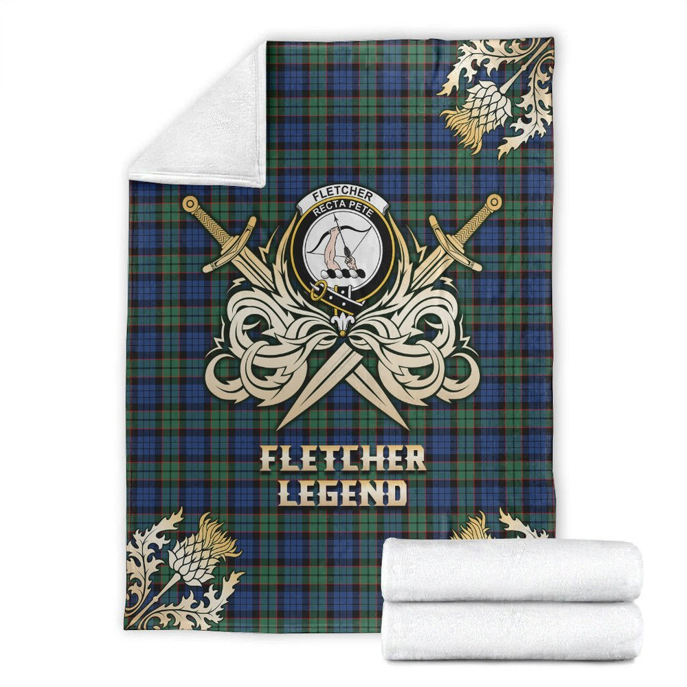 Clan Fletcher Ancient Tartan Gold Courage Symbol Blanket QB55 Clan Fletcher Tartan Today