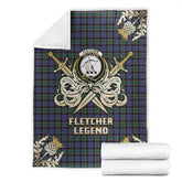 Clan Fletcher Modern Tartan Gold Courage Symbol Blanket EZ72 Clan Fletcher Tartan Today