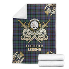 Clan Fletcher Modern Tartan Gold Courage Symbol Blanket EZ72 Clan Fletcher Tartan Today