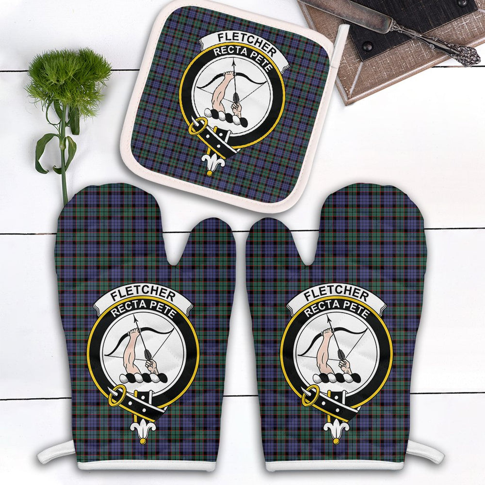 Clan Fletcher Modern Tartan Crest Oven Mitt And Pot Holder (2 Oven Mitts + 1 Pot Holder) JZ59 Clan Fletcher Tartan Today