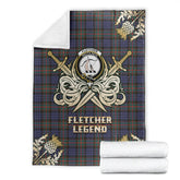 Clan Fletcher of Dunans Tartan Gold Courage Symbol Blanket GJ57 Clan Fletcher Tartan Today