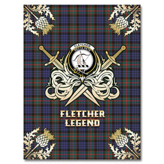 Clan Fletcher of Dunans Tartan Gold Courage Symbol Blanket GJ57 Clan Fletcher Tartan Today