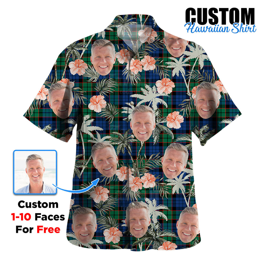 Clan Fletcher Ancient Tartan Custom Face Hawaiian Shirt – Unisex Gift for Family Members, Summer Party VE23 Fletcher Ancient Tartan Tartan Hawaii Shirt