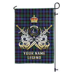 Custom Name Clan Fletcher Modern Tartan Garden Flag with Clan Crest and the Golden Sword of Courageous Legacy WT83