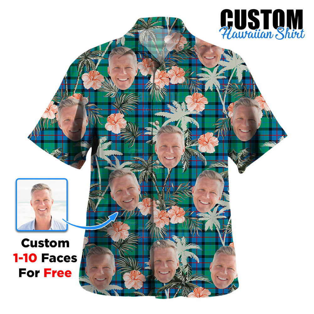 Clan Flower Of Scotland Tartan Custom Face Hawaiian Shirt – Unisex Gift for Family Members, Summer Party DO10 Flower Of Scotland Tartan Tartan Hawaii Shirt