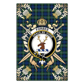 Clan Forbes Ancient Tartan Crest Black Garden Flag - Gold Thistle PA65 Clan Forbes Tartan Today