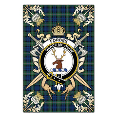 Clan Forbes Ancient Tartan Crest Black Garden Flag - Gold Thistle PA65 Clan Forbes Tartan Today