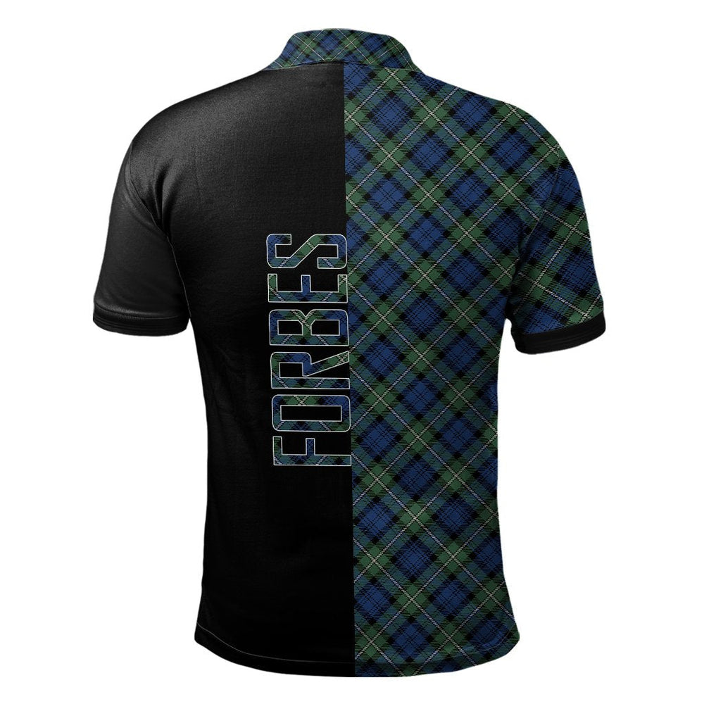 Clan Forbes Ancient Tartan Polo Shirt Half of Me - Cross Style TG17 Forbes Ancient Tartan Tartan Polo