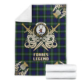 Clan Forbes Modern Tartan Gold Courage Symbol Blanket EX40 Clan Forbes Tartan Today