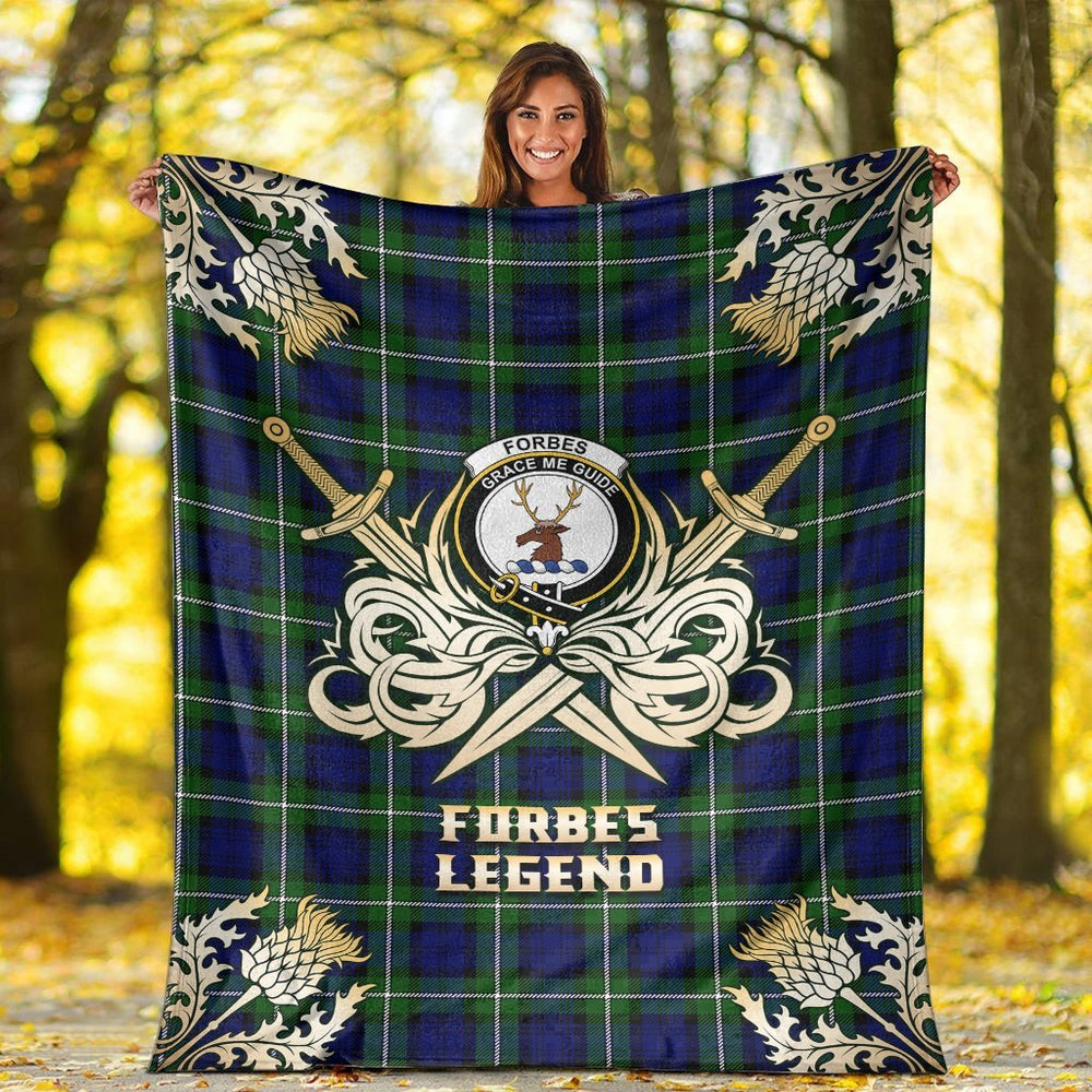 Clan Forbes Modern Tartan Gold Courage Symbol Blanket EX40 Clan Forbes Tartan Today