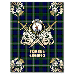 Clan Forbes Modern Tartan Gold Courage Symbol Blanket EX40 Clan Forbes Tartan Today