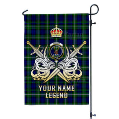 Custom Name Clan Forbes Modern Tartan Garden Flag with Clan Crest and the Golden Sword of Courageous Legacy CH64