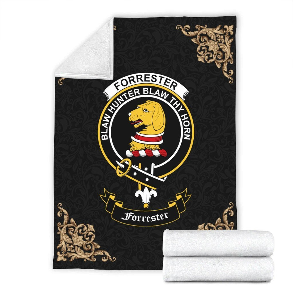 Clan Forrester Crest Tartan Premium Blanket Black MN61 Clan Forrester Tartan Today